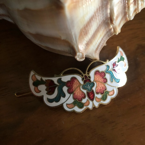 Vintage Cloisonné Butterfly Barrette main image 5